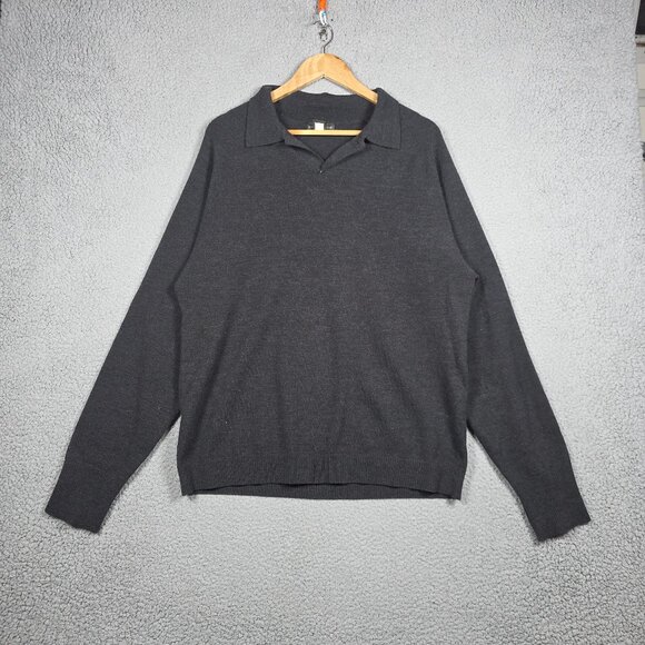 Banana Republic Rugby Sweater Men Size Large Charcoal Wool Blend Regular Fit VTG - Picture 1 of 9